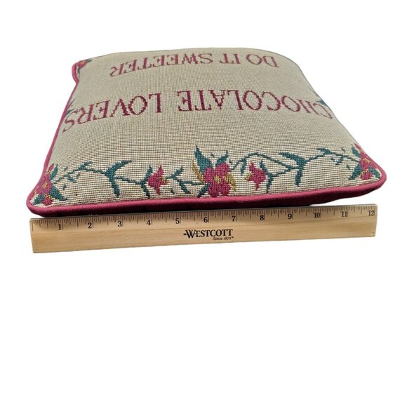 Chocolate Lovers Floral Tapestry Decorative Pillow Cushion 12"x12" Beige & Red - Picture 6 of 15